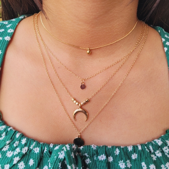 Upside down moon layered necklace - Picture 1 of 1